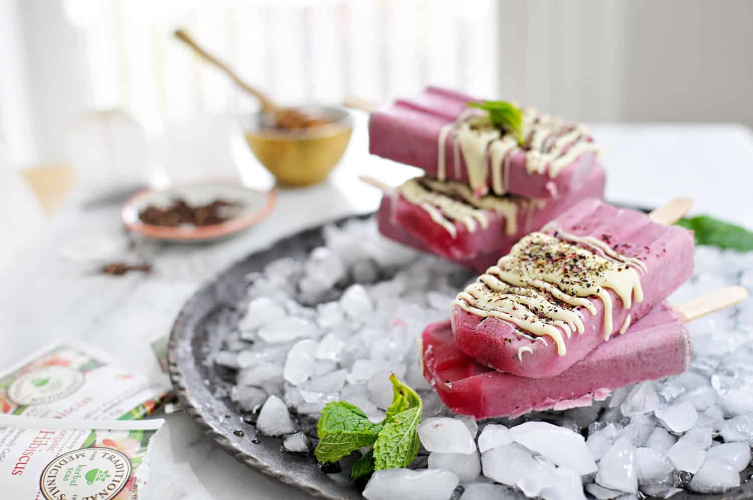 Honey Hibiscus Tea Popsicles recipe (via thepigandquill.com) #icepop #summer #dessert #refinedsugarfree