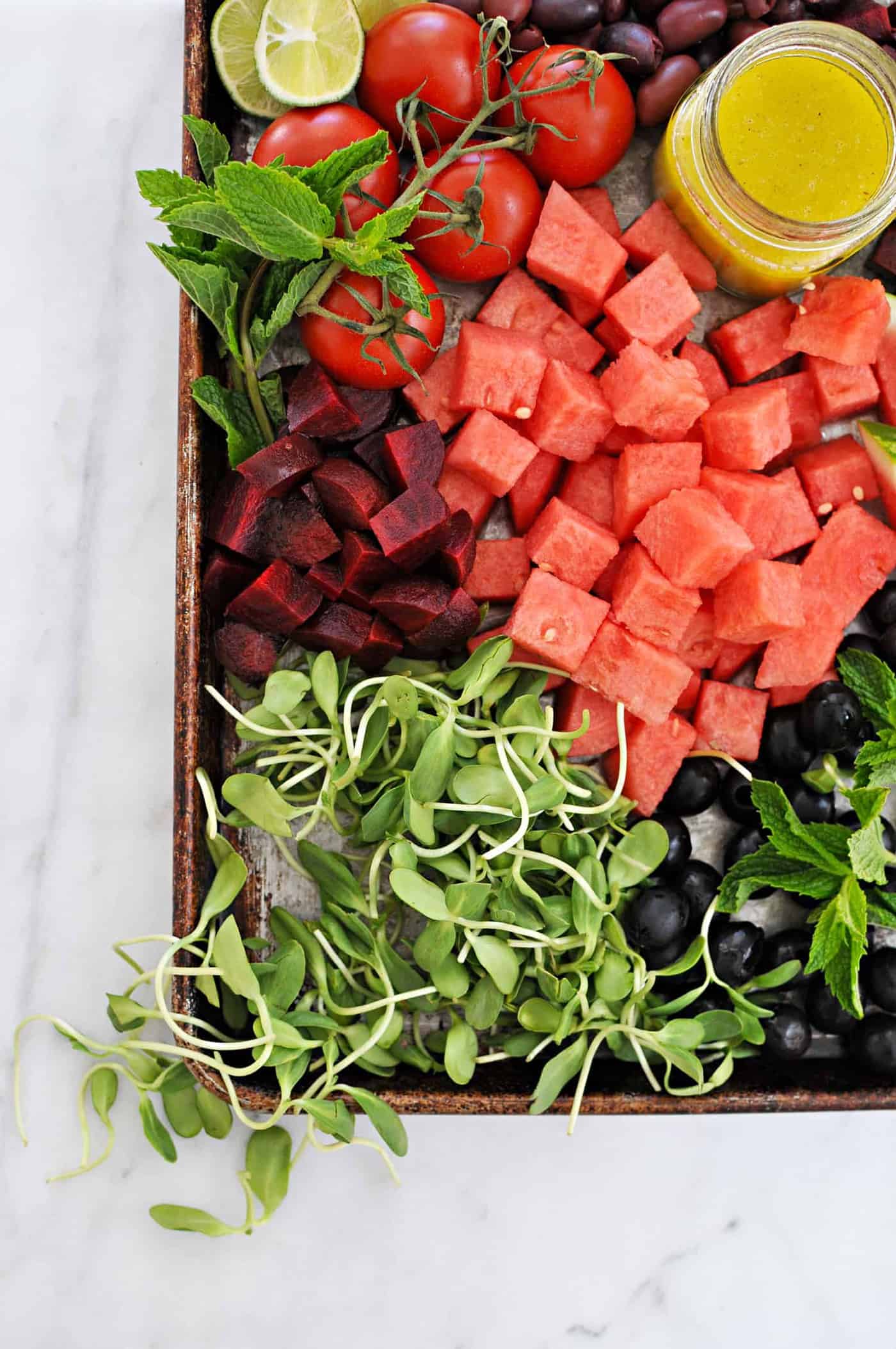 Mason Jar Greek-Style Watermelon Salads recipe (via thepigandquill.com) #vegetarian #glutenfree #lunch