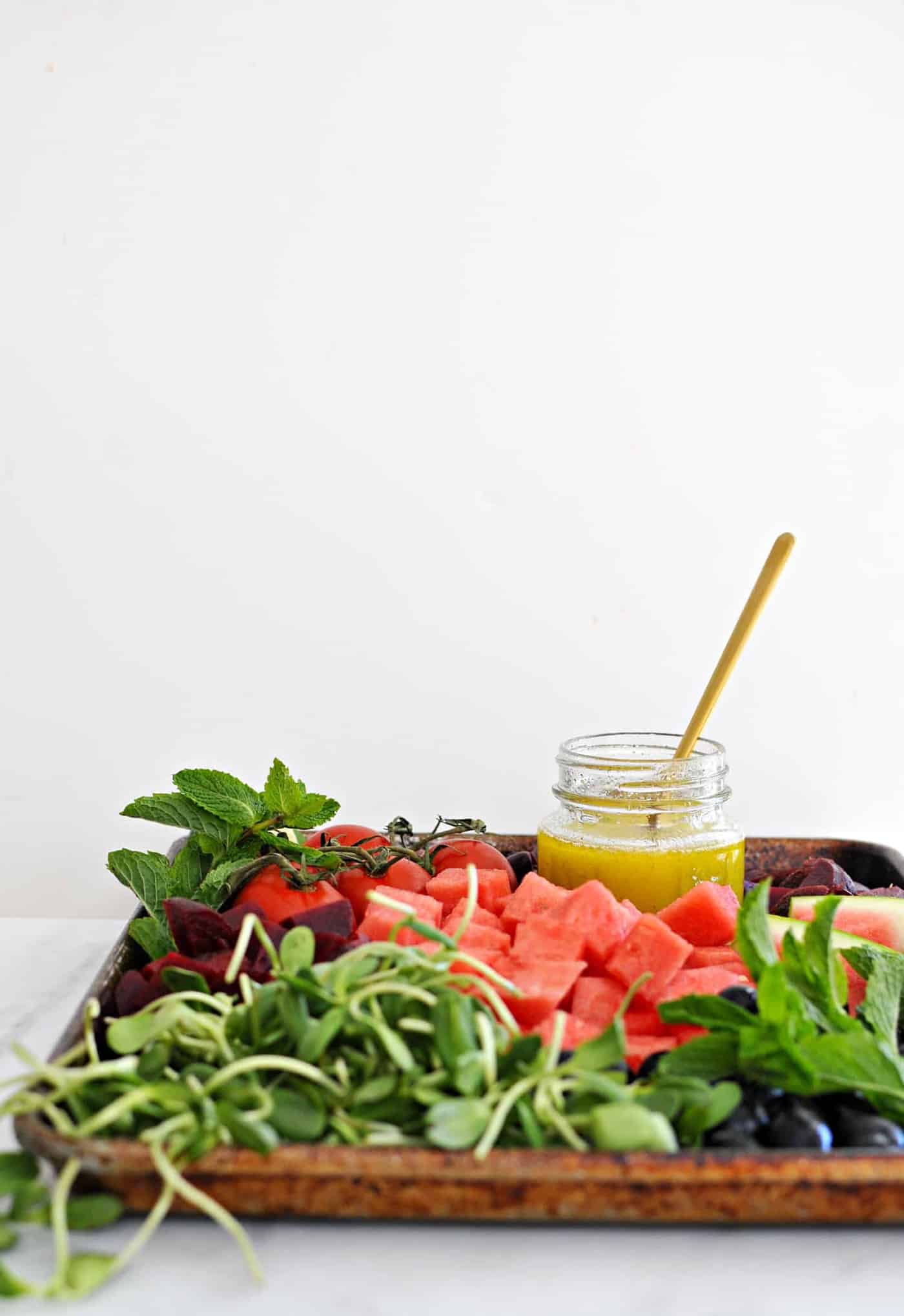 Mason Jar Greek-Style Watermelon Salads recipe (via thepigandquill.com) #vegetarian #glutenfree #lunch