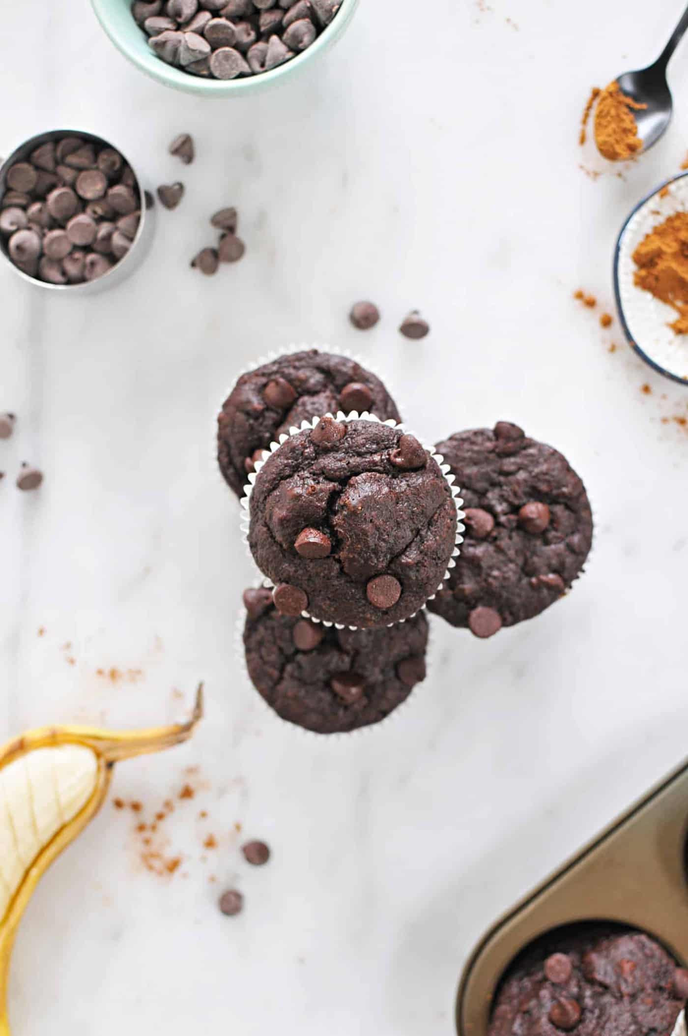 Mexican Chocolate Banana Muffins (Gluten-Free) recipe via thepigandquill.com #baking #dessert #sweets #breakfast