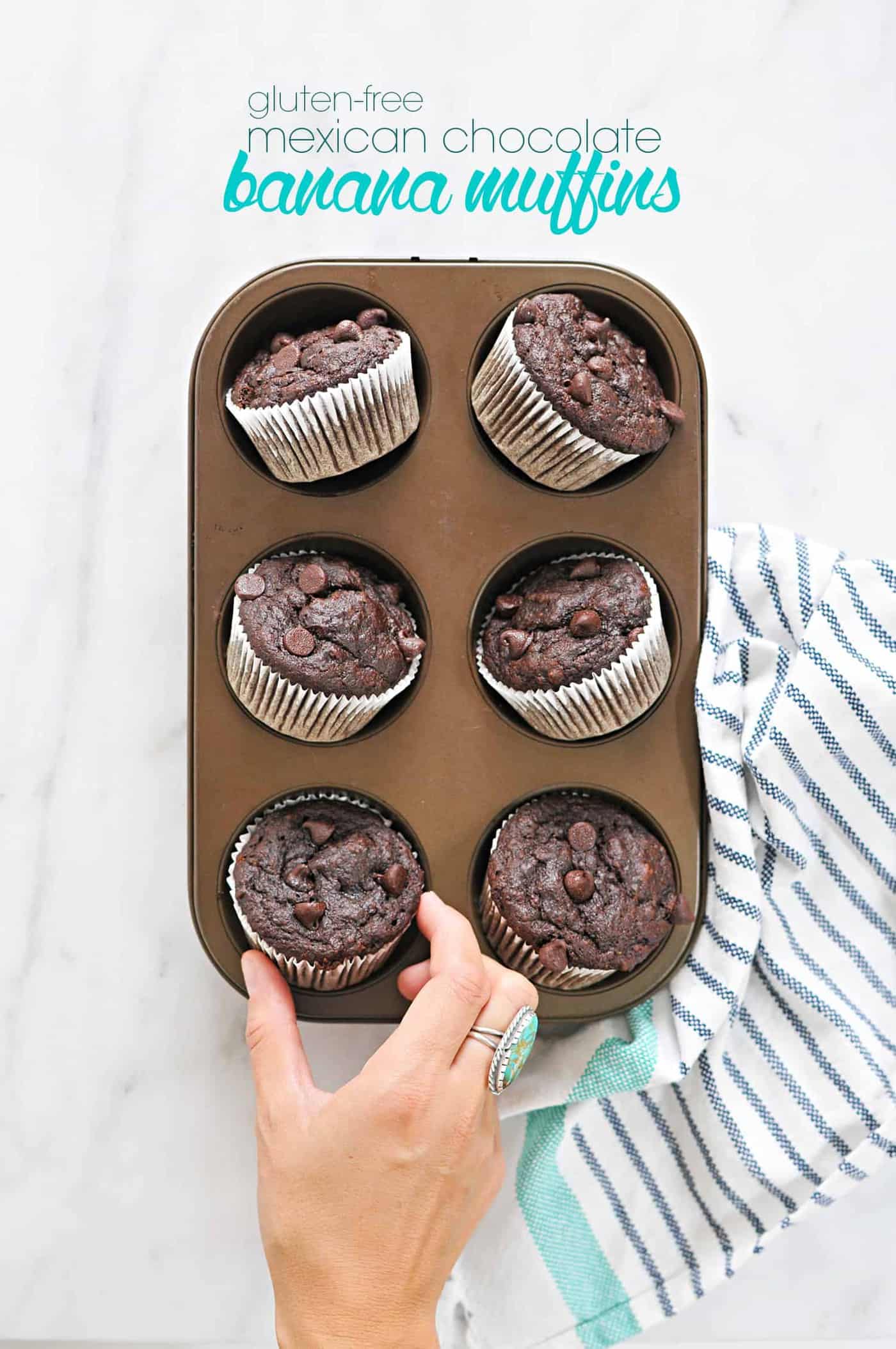 Chocolate Banana Muffins (Gluten-Free) recipe via thepigandquill.com #baking #dessert #sweets #breakfast