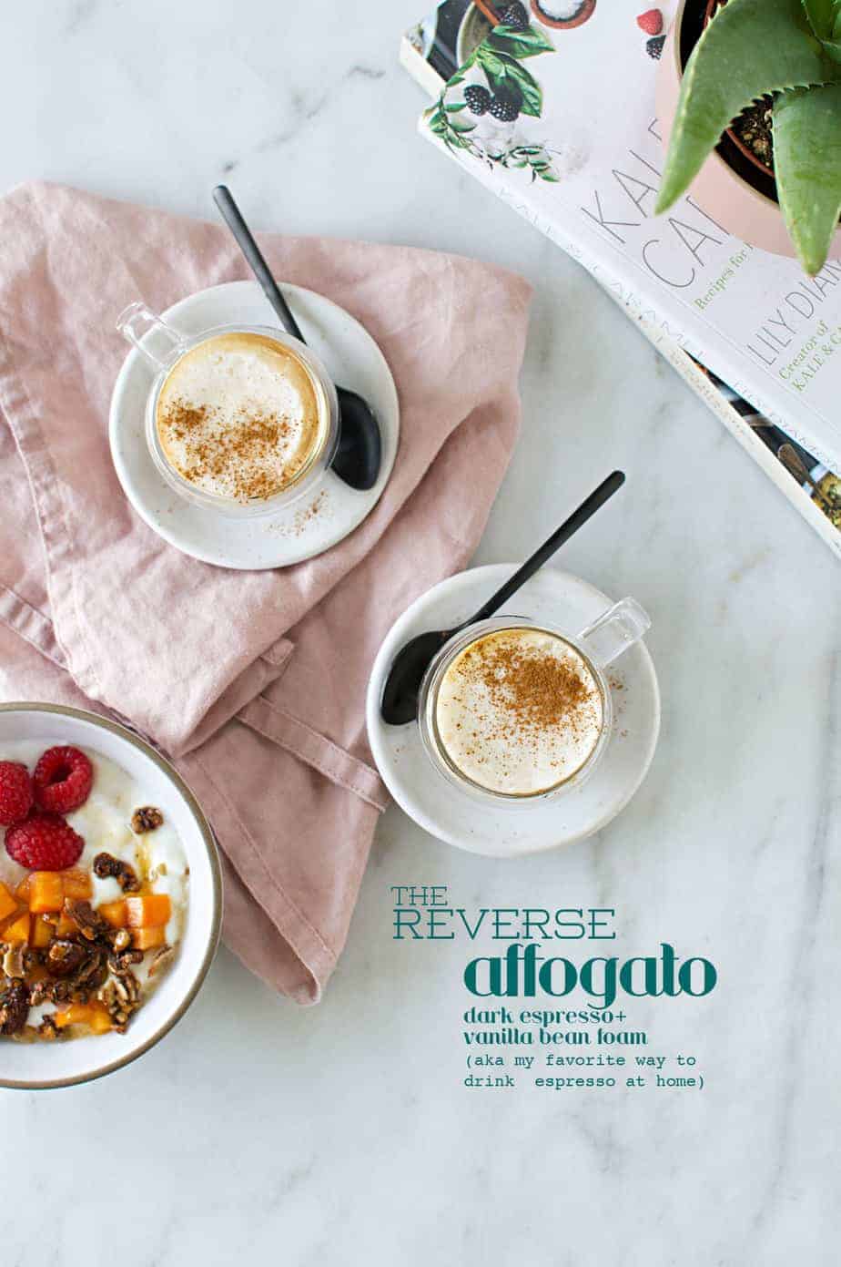 The Reverse Affogato recipe: dark espresso with vanilla bean foam aka my favorite coffee shop espresso at home (via thepigandquill.com) #cappucino #coffeedrink