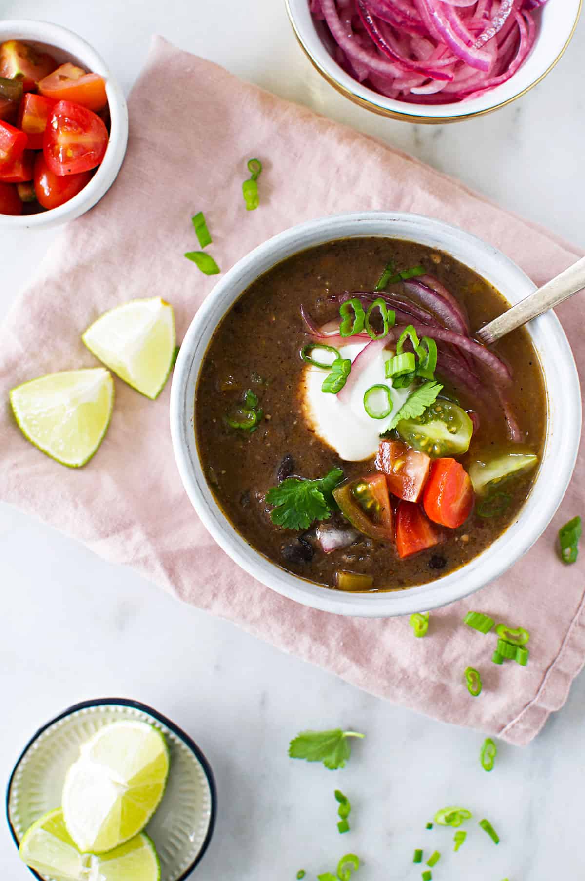 Easy Weeknight Black Bean Soup (Vegan Optional) recipe via thepigandquill.com - sweet, smoky and so simple. #vegetarian #mealplan #dinner