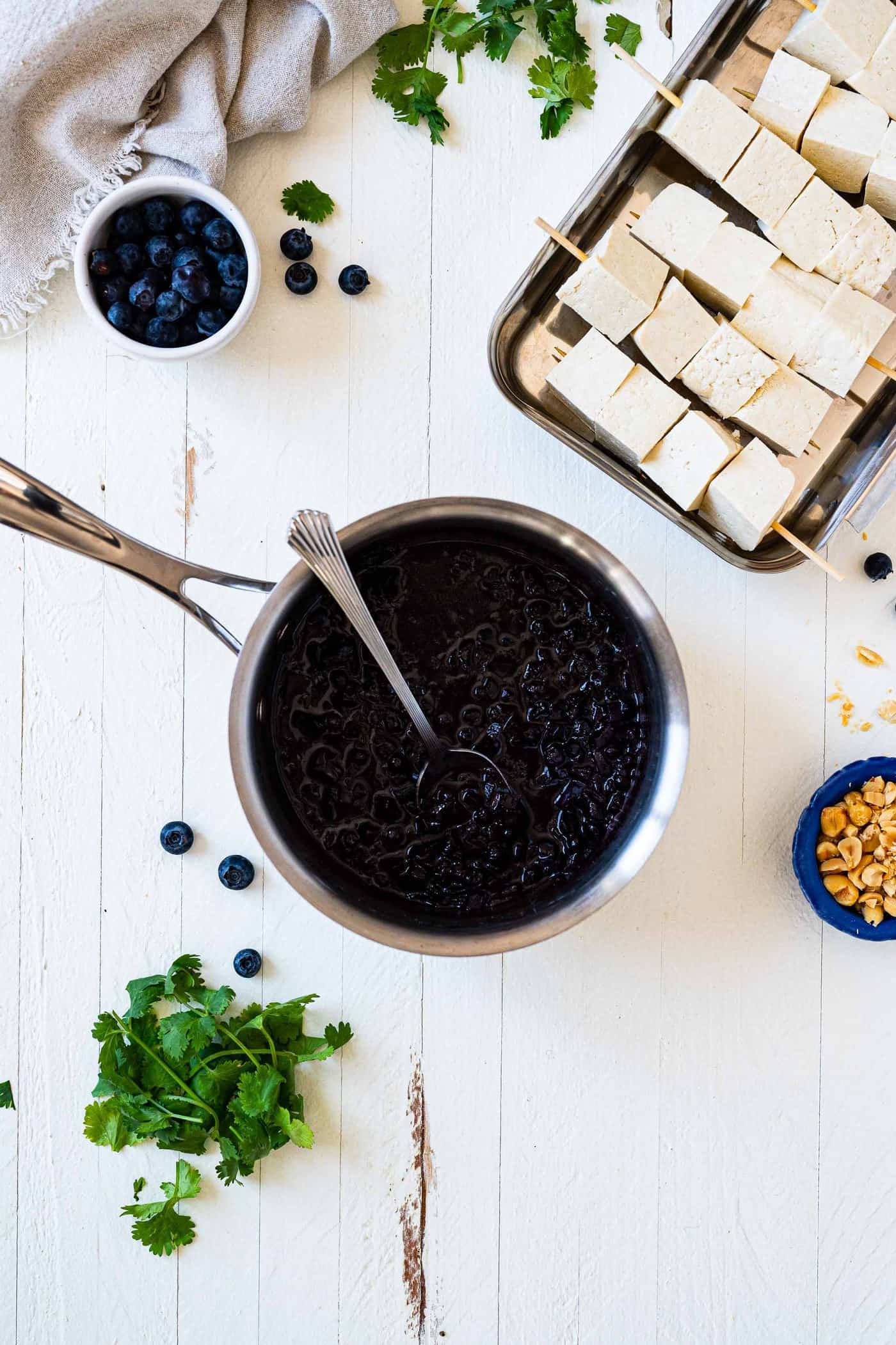 Grilled Tofu Kebabs with Blueberry Chutney Recipe (Vegan) via thepigandquill.com #supper #summermeal #mealprep #lunch #vegetarian